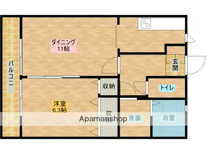 PEAR GARDEN 舘(1LDK/2階)の間取り写真