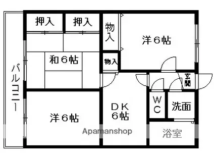 柳原マンションⅡ(3DK/1階)の間取り写真