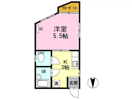 第3コーポ篠崎(1K/2階)の間取り写真