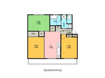 永田コーポ(3DK/2階)の間取り写真