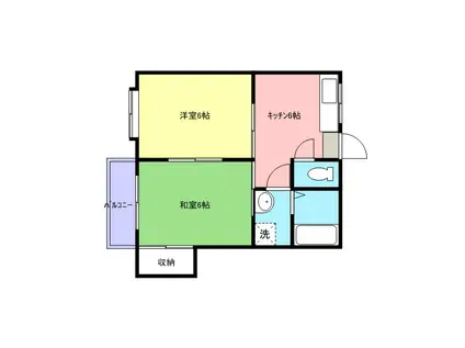 アートイントレジャーⅡ(2DK/2階)の間取り写真