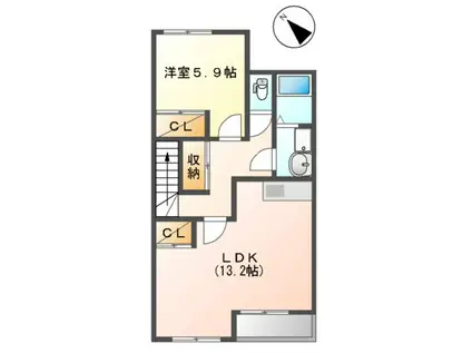 スターテラスKAZU(1LDK/2階)の間取り写真