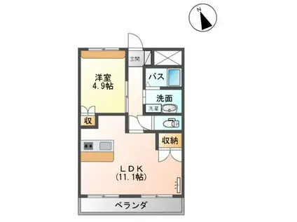 ラシュレ弐番館(1LDK/2階)の間取り写真