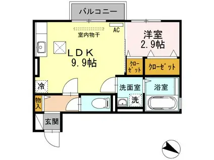 セントアルカシオン(1LDK/1階)の間取り写真