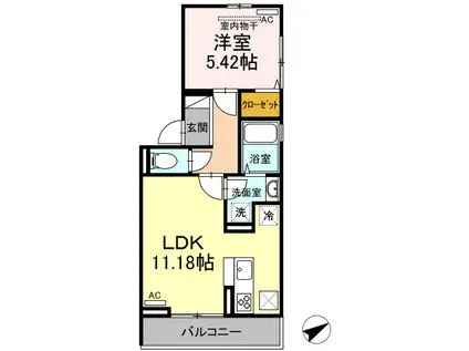 ロイヤルレジデンスA(1LDK/1階)の間取り写真