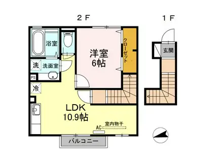 セントミッシェル(1LDK/2階)の間取り写真