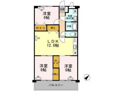 メゾンド篠崎(3LDK/1階)の間取り写真