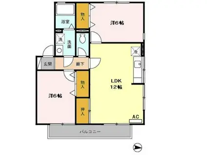 リバーサイド大塔B棟(2LDK/2階)の間取り写真