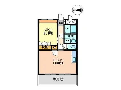 ステーション絆(1LDK/1階)の間取り写真