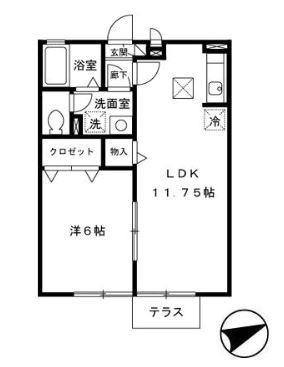 シャンレザン(1LDK/1階)の間取り写真