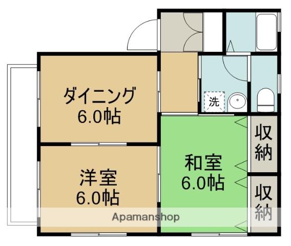 シャトー坂口(2DK/1階)の間取り写真