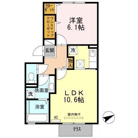ニュル・ナイン(1LDK/1階)の間取り写真