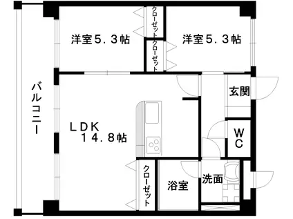 URBANIST本山(2LDK/9階)の間取り写真