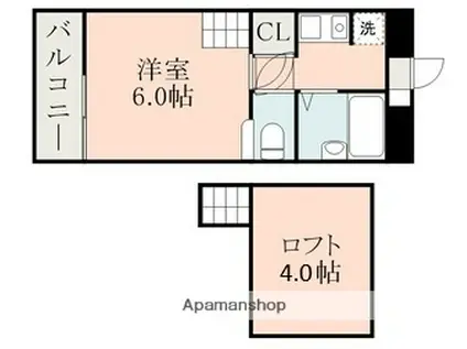 アップルハウス出水(1K/2階)の間取り写真