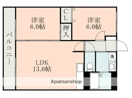 ロイヤルシティプラトン(2LDK/2階)の間取り写真