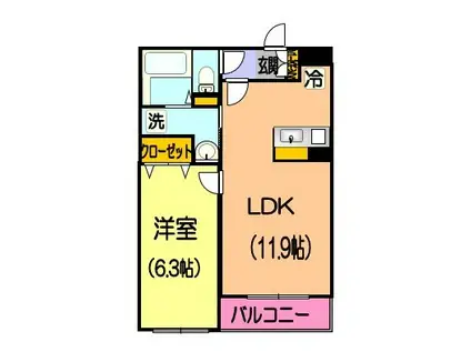 DADAマンション坪井(1LDK/2階)の間取り写真
