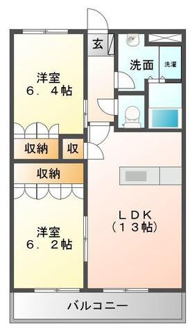 SAVORY(2LDK/2階)の間取り写真