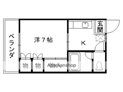 茂利ハイツ(1K/2階)の間取り写真