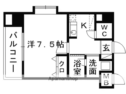 ビルド・ケアⅠ(1K/2階)の間取り写真