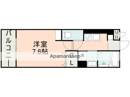 エルカーサ黒髪D-ROOM(1K/2階)の間取り写真