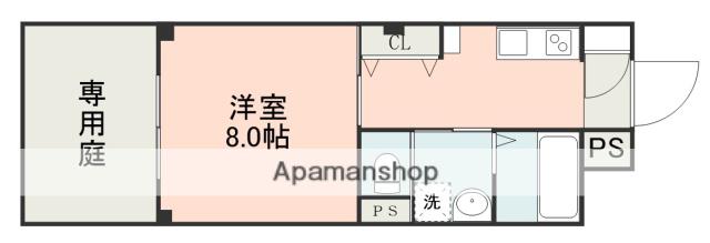 VILLAGE Ⅰ 月出(1K/1階)の間取り写真