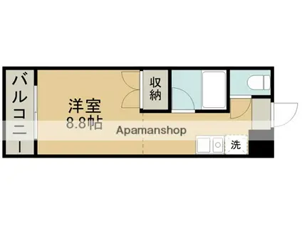 モンパレ渡鹿C棟(ワンルーム/2階)の間取り写真