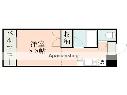 モンパレ渡鹿C棟(ワンルーム/3階)の間取り写真