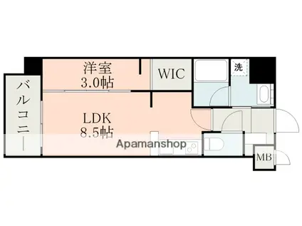 ラ・シック水前寺(1LDK/3階)の間取り写真