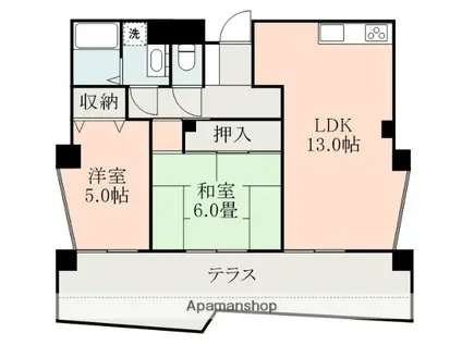 JUグランドマンションマキシム神水橋(2LDK/1階)の間取り写真