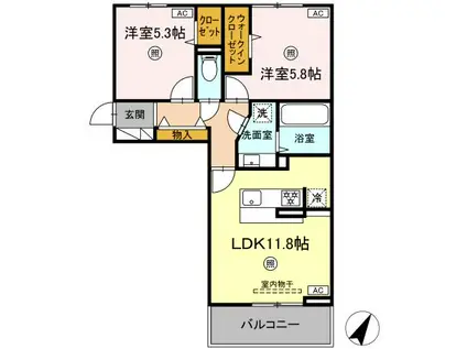 カーサフェリーチェ(2LDK/2階)の間取り写真