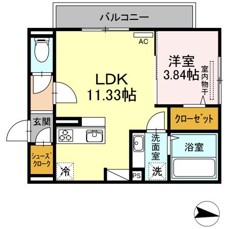 フルールブラン(1LDK/3階)の間取り写真