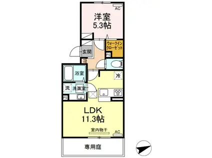 テラバスタ新南部(1LDK/1階)の間取り写真