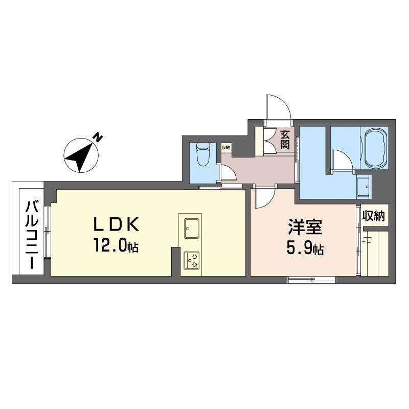 シャーメゾン 白山(1LDK/3階)の間取り写真