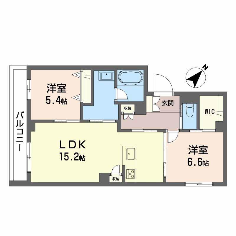 シャーメゾン 白山(2LDK/2階)の間取り写真