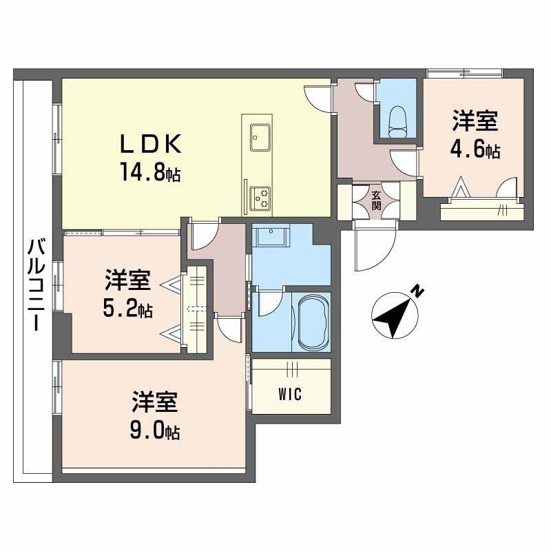シャーメゾン 白山(3LDK/3階)の間取り写真