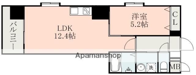 SEA FLAT(1LDK/4階)の間取り写真