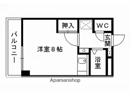 アルセコート(ワンルーム/2階)の間取り写真