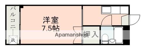麻生嶋第1ハイツ(1K/4階)の間取り写真