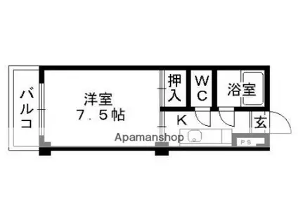 麻生嶋第2ハイツ(1K/2階)の間取り写真