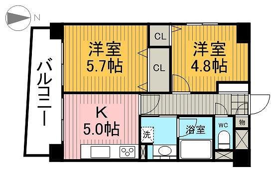 ダイアパレス水前寺第3(2K/2階)の間取り写真