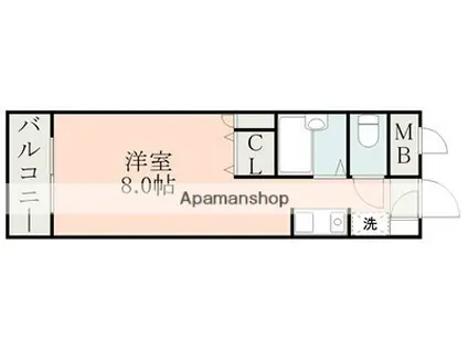 プライムシティ熊本(ワンルーム/2階)の間取り写真