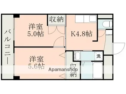 シャンポール水前寺(2K/3階)の間取り写真