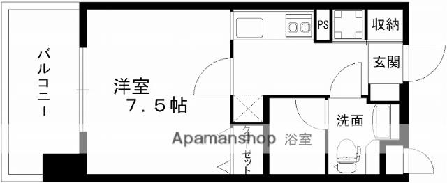 レジディア熊本辛島(1K/5階)の間取り写真
