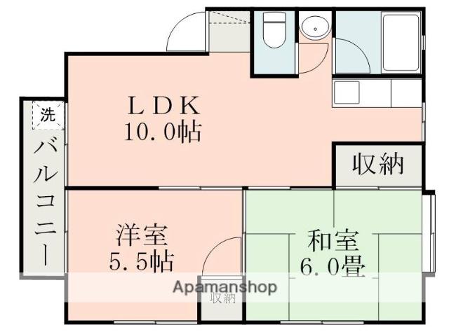 シャイン東原B棟(2LDK/1階)の間取り写真