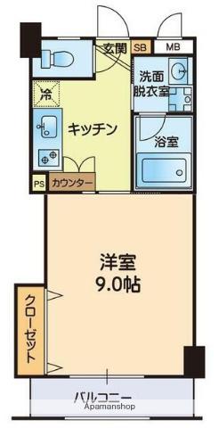 グローリーハイムⅡ(1K/3階)の間取り写真