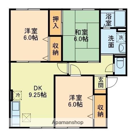 サンガーデン下硯川A(3DK/1階)の間取り写真