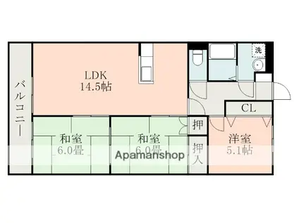 すてーじあ錦ヶ丘(3LDK/1階)の間取り写真