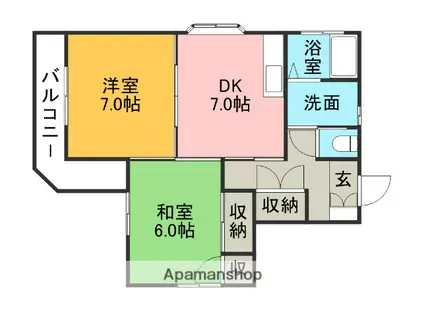 幸ハイツ(2DK/2階)の間取り写真