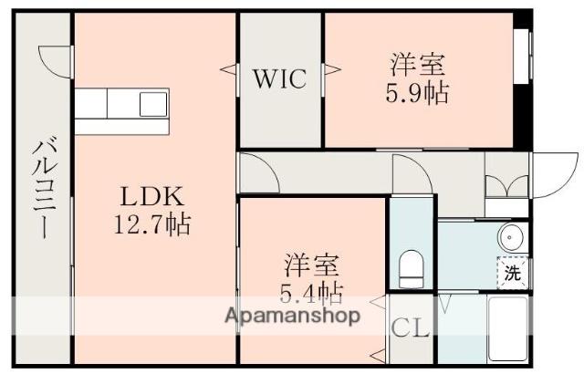 リヴィエールⅢ(2LDK/3階)の間取り写真