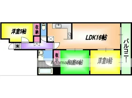 ファミール黒髪(3LDK/1階)の間取り写真